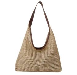 AMULONG Sommer Strandtasche Damen Damen-Stroh-Hobo-Umhängetaschen, Gewebte Tragetasche, Sommer-Geldbörse Stroh Handtasche Geflochten von AMULONG