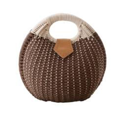 AMULONG Sommer Strandtasche Damen Sommer Strohtaschen Stroh Handtasche Gewebt Damen Rattan Handgewebt Rund Stroh Handtasche Geflochten(C) von AMULONG