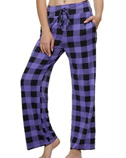 AMYTIS LINGERIE Bequeme lässige Pyjamahosen für Damen Kordelzug Weiche Hose mit weitem Bein,palid purple,XXL von AMYTIS LINGERIE
