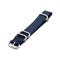 AMZBNEIDI Herren-Nylon-Armband Marineblaues Nylon-Uhrenarmband for Style Watch – 18 mm, 20 mm, 22 mm, 24 mm(Silver,18mm) von AMZBNEIDI