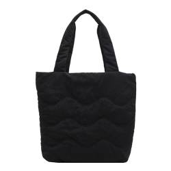 AMZLORD Puffer-Einkaufstasche für Damen, gesteppte Handtasche mit Reißverschluss, Reisetasche, einfarbig, Unterarmtasche für Pendler, Einkäufe von AMZLORD