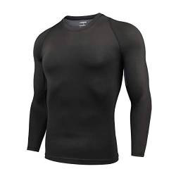 AMZSPORT Herren Kompressionsshirt Langarm Funktionsshirt Sportshirt Atmungsaktiv Laufshirt, Schwarz, L von AMZSPORT