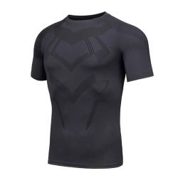 AMZSPORT Kompressionsshirt Herren Kurzarm Funktionsshirt Laufshirt Schnelltrocknend Sportshirt, Grau XL von AMZSPORT