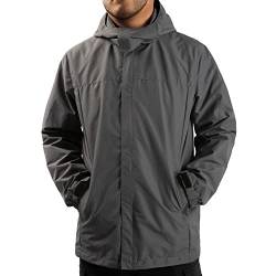 ANAYSN Herren Regen Jacke mit Kapuze wasserdicht leichte Jacke und Reißverschlusstaschen Regenmantel für Outdoor Camping Wandern (Grau, S) von ANAYSN