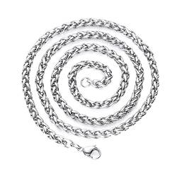 ANAZOZ Halskette Damen Edelstahl 90 cm, Kette Ohne Anhänger Herren Weizenkette 3mm Breit Silber von ANAZOZ