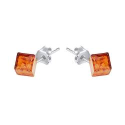 ANDANTE Premium Collection - Echter OSTSEE Bernstein Ohrstecker Ohrringe in 925 Sterling Silber ** Würfel Mini ** Zertifiziert - Gold des MEERES - Farbe Cognac von ANDANTE