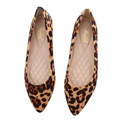 ANDRESLAD Schuhe Mit Leopardenmuster Hausschuhe Für Stiefel Flacher, Zehenslip Leopard Bootsschuhe Für Damen Sandalen Schuhe Damen Mit Leopardenmuster Dame Leopardenschuhe von ANDRESLAD