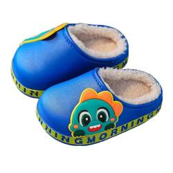 ANNUP Kinderhausschuhe Die Warmen Hausschuhe Für Kinder Für Junge Herbst Und Winter Indoor Plüsch Nicht-schlupf-mädchen Pantoffeln-blau-32-33 Innere Länge 190 Mm von ANNUP