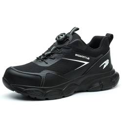 AOACOEBN Arbeitsschuhe Herren Sicherheitsschuhe Damen Stahlkappenschuhe Sportlich Atmungsaktiv Schutzschuhe rutschfest Sneaker mit Stahlkappe, Schwarz, 39 EU von AOACOEBN