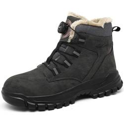 AOACOEBN Winter Sicherheitsschuhe Herren Arbeitsschuhe Damen leicht mit Drehknopf rutschfest Stahlkappenschuhe Wasserdicht Sicherheitsstiefel Warm Gefüttert Schutzschuhe von AOACOEBN