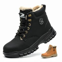 AOACOEBN Winter Sicherheitsschuhe Herren Damen Arbeitsschuhe Leicht Wasserdicht Hoch Sicherheitsstiefel Warm Gefüttert rutschfeste Stahlkappenschuhe von AOACOEBN