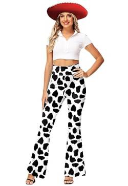 AOBUTE Frauen Halloween Tier Kostüm Legging Hohe Taille Glocke Bottom Flare Hosen, Kuh, Groß von AOBUTE