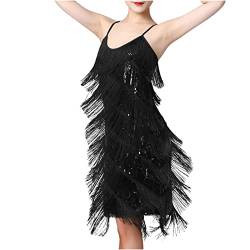 AOCRD Damen Tanzkleider 1920er Jahre Vintage Pailletten Quasten Kleid Sexy Cocktail Ballsaal Kostüme Performance Kleid für Party von AOCRD