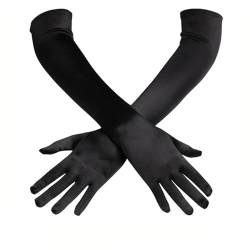 AOEVUIR 1 Paar Handschuhe Lang Handschuhe Elegant Damen Satin Classic Abendhandschuhe 1920er Handschuhe für Classic Opera Party HalloweenKarneval Kostüm von AOEVUIR