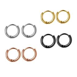 AOKWAWALIY 4 Paare Ohrringe Männer Ohranhänger Creolen Ohrstecker kleine silberne Ohrstecker herrengeschenkidee men earrings earingset Ohrstecker für Männer Piercing-Ohrring Rostfreier Stahl von AOKWAWALIY