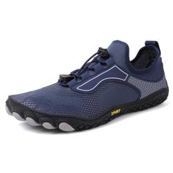 AONEGOLD Barfußschuhe Damen Herren Wasserschuhe Badeschuhe Sommer Strandschuhe Surfschuhe Schwimmschuhe Aquaschuhe Fitnessschuhe mit rutschfest Sohle Zehenschuhe Schnell Trocknend(Blau,Größe 37) von AONEGOLD