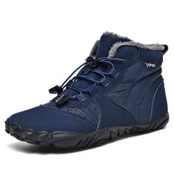 AONEGOLD Barfußschuhe Winter Herren Damen Wasserdicht Traillaufschuhe Warm Gefüttert Winterschuhe Unisex Outdoor rutschfeste Winterstiefel(Blau,Größe 46) von AONEGOLD