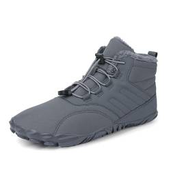 AONEGOLD Barfußschuhe Winter Herren Damen Wasserdicht Traillaufschuhe Warm Gefüttert Winterschuhe Unisex Outdoor rutschfeste Winterstiefel(Grau,Größe 44) von AONEGOLD