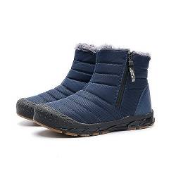 AONEGOLD Winterstiefel Stiefeletten Damen Herren Wasserdicht Warme Gefütterte Schneestiefel Anti-Rutsch Outdoor Winterschuhe Boots(Blau,39 EU) von AONEGOLD