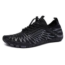 AONETIGER Badeschuhe Herren Wasserschuhe Damen Strandschuhe Sommer Atmungsaktiv Barfußschuhe rutschfeste Schwimmschuhe Surfschuhe Aquaschuhe Fitnessschuhe(Schwarz,36EU) von AONETIGER