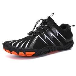 AONETIGER Barfußschuhe Damen Herren Traillaufschuhe Fitnessschuhe Atmungsakiv Leichte Barfussschuhe rutschfest Outdoor Wanderschuhe(A23 Schwarz,42EU) von AONETIGER