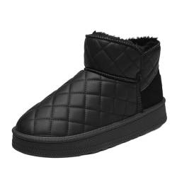 AONETIGER Schneestiefel Damen Gefütterte Warm Winterstiefel rutschfest Bequem Stiefeletten Unisex Außenbereich Wasserdicht Verdickt Baumwollstiefel (Schwarz,36EU) von AONETIGER