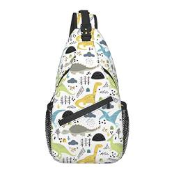 Dinosaurier Dino Sling Bag Crossbody Rucksack für Männer Frauen, langlebig, verstellbar, Fitnessstudio, Sport, Reisen, Wandern, Radfahren, Gehen, Tagesrucksack von AOOEDM