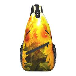 Sonnenblumen-Sling-Rucksack, Reisen, Wandern, Daypack, Umhängetasche, Umhängetasche für Männer und Frauen von AOOEDM