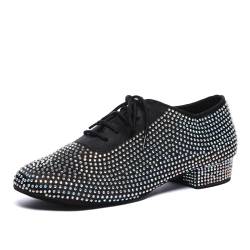 AOQUNFS Tanzschuhe Herren Latein Derby Schnürung Standard Latein Salsa Tango Modern Jazz Ballsaal Hochzeit Tanz Schuhe, L605-Schwarz-2.5cm, EU39 von AOQUNFS