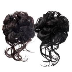 Haarstücke für Frauen, 2pcs synthetische chaotische Brötchen Scrunchie mit Clip, dicke wellige Haarbrötchen Haarstück Ponytail Haare Erweiterungen Schwarze Haarversorgungen von AOpghY