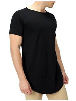 APE SEVEN® - Long Tee - Men Longshirt Stylish & Cool TShirt Oversize Regular/Loose Fit, S, schwarz von APE7