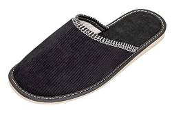 APREGGIO Hausschuhe Herren Gewebe Herrenhausschuhe - Hausschuh Männer Pantoffel Pantoffeln Pantoletten Slipper Mann - Schwarz - Größe 43 EU von APREGGIO