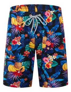 APTRO Herren Badehose Lang Badeshorts Schnelltrocknend Boardshorts Freizeit Short Ananas MK3369 3XL von APTRO