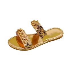 AQ899 Damen Flip-Flops Sommer Sportliche Sandalen Leicht mit Arch Support 720 Schuhe Damen Hohle Lässige Hausschuhe, Flache Schuhe, Retro-Sandalen (Gold, 38) von AQ899