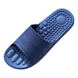 AQ899 Dusch Badelatschen Herren mit Klettverschluss Herren Lammfell Hausschuhe 44 Rutschfeste Atmungsaktive Massage Weiche Sohle Schuhe Hausschuhe Bequeme Flache Schuhe (Blue, 41) von AQ899