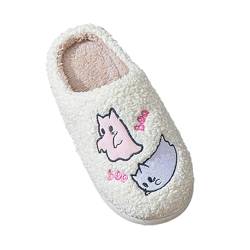 AQ899 Halloween Cookie Slippers für Frauen und Männer,Halloween Gruselige-Hausschuhe, Flauschige HausschuHalloween Hausschuhe Für Frauen Männer Nette Bequeme Schlafzimmer Hausschuhe Schuhe (White, 42) von AQ899