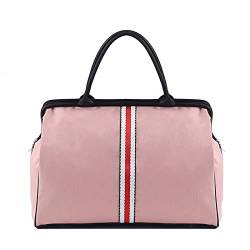 AQQWWER Damen Sporttasche Tragbare Reisetasche Weibliche Große Fitness Seesack Männer Wochenende Taschen Nylon Übernachtung Gestreifte Frauen Handtaschen bolsas viaje XA637B (Color : Pink, Size : M von AQQWWER