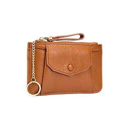 AQQWWER Geldbörsen für Damen Kleine Münze Geldbörse Reißverschluss Frauen Münzbörse Mini Damenleder der Brieftaschen Keychain (Color : Bruin) von AQQWWER