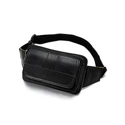 AQQWWER Hüfttasche Cindhide Herren Taille Tasche, Leder männlich Fanny Pack Hüfte Gürteltasche, Mann Handy Pouch Umhängetaschen für Männer Reisen Taille Packung (Color : Black) von AQQWWER