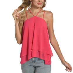 AQRTPXU Damen Tank Top Sommer Ärmellose V Ausschnitt Spaghetti Cami Oberteile Blusen Fließend Shirt Träger Tops Elegante von AQRTPXU