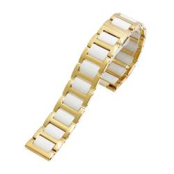 AQXYWQOL Kompatibel mit Frauen Mann Keramik Armband Edelstahl Kombination Armband 12 14 15 16 18 20 22mm Strap Mode Uhr Armbanduhr Band(Golden white,13mm) von AQXYWQOL