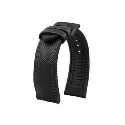 AQXYWQOL Kompatibel mit der Water Ghost-Serie, Nylon-Gummi-Uhrenarmband 20 mm, 22 mm, 23 mm, weiches, wasserdichtes Armband for Herren(Black black black A,23mm) von AQXYWQOL