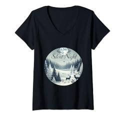 Damen Frohe Weihnachten Happy Holidays T-Shirt mit V-Ausschnitt von AR Design