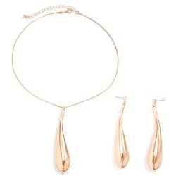 ARHZ Ohrringe Gold Und Kette Gold Damen Anzug - Tropfen Ohrringe - Drop Earrings - Set Aus Ohrringen Und Halskette Mit Wassertropfen-Anhänger - Geschenk Für Mutter, Frau, Freundin von ARHZ