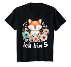 Kinder Ich bin 5 5. Geburtstag Mädchen Fünf Jahre Süßer Fuchs T-Shirt von ARTIPALATI Geschenke