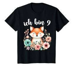 Kinder Ich bin 9 9. Geburtstag Mädchen Neun Jahre Süßer Fuchs T-Shirt von ARTIPALATI Geschenke