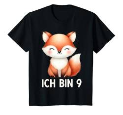 Kinder Ich bin 9 9. Geburtstag Mädchen Neun Jahre Süßer Fuchs T-Shirt von ARTIPALATI Geschenke