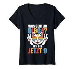 Damen 9. Geburtstag Was Geht Ab Digga? Ich Bin Jetzt 9 Neun T-Shirt mit V-Ausschnitt von ARTIPALATI