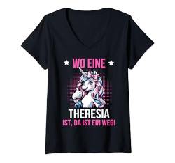 Damen Name Theresia Vorname Spruch Geburtstag Lustig T-Shirt mit V-Ausschnitt von ARTIPALATI