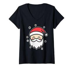 Damen Merry Christmas Weihnachten Winter Xmas Santa Weihnachtsmann T-Shirt mit V-Ausschnitt von ARTX